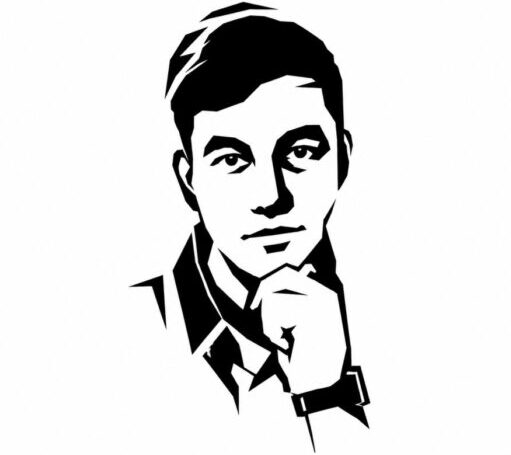 Black and white portrait illustration of Shreejal, founder of Shreejal369.com